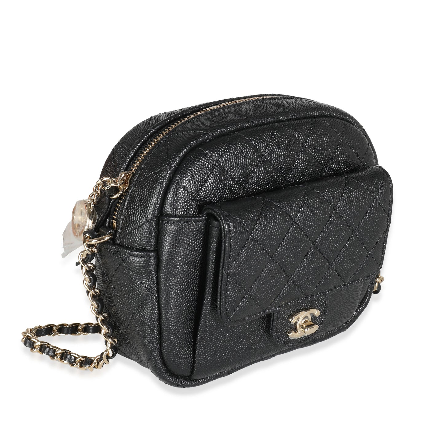 CHANEL Black Quilted Caviar Day Camera Case