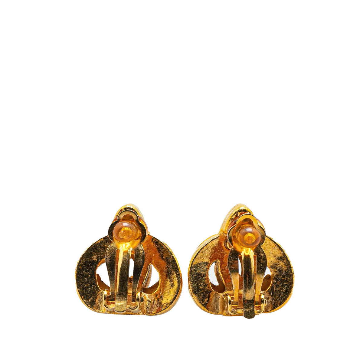 Gold Chanel Gold Plated CC Clip On Earrings
