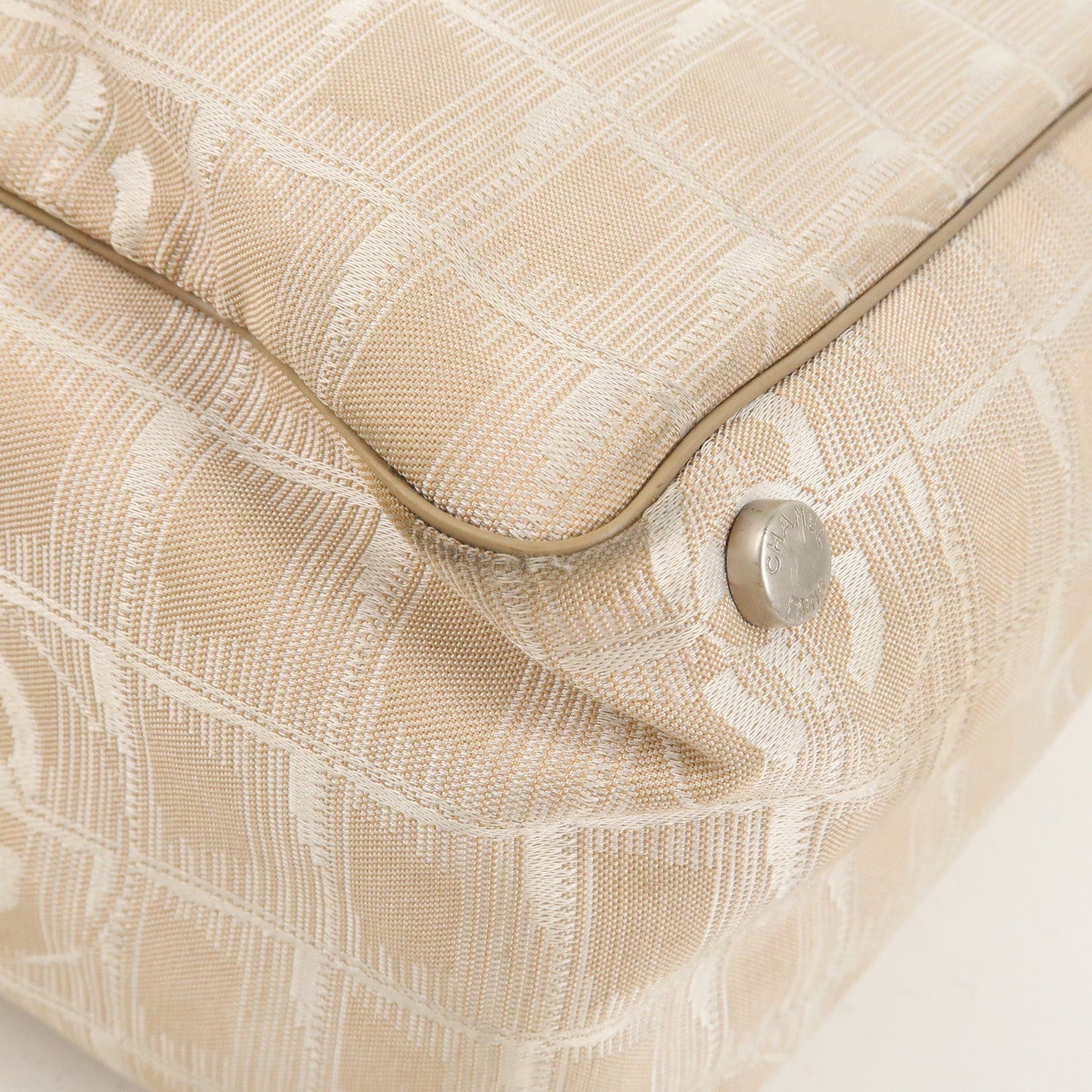 Chanel New Travel Line Nylon Jacquard Leather Tote Bag A