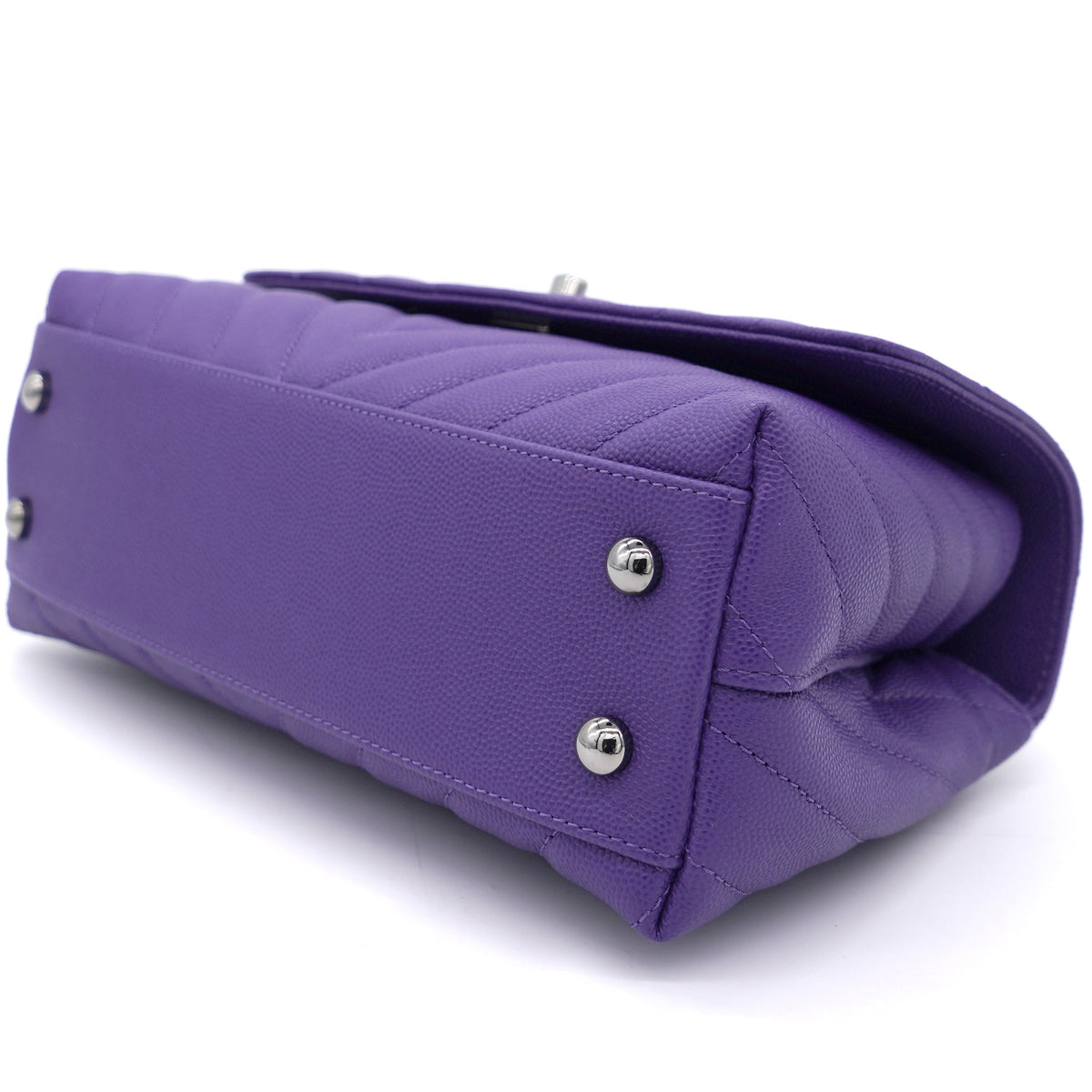 Chanel Purple Chevron Caviar Leather Mini Coco Top Handle Bag