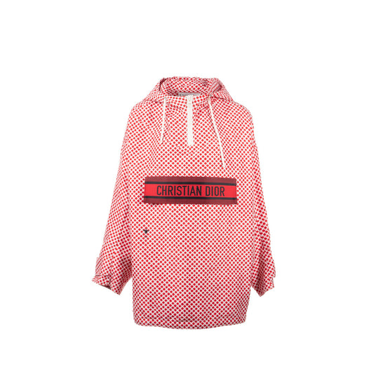 Dior Size M Christian Dior Signature Band Hooded Anorak Coat Polyester Red/White
