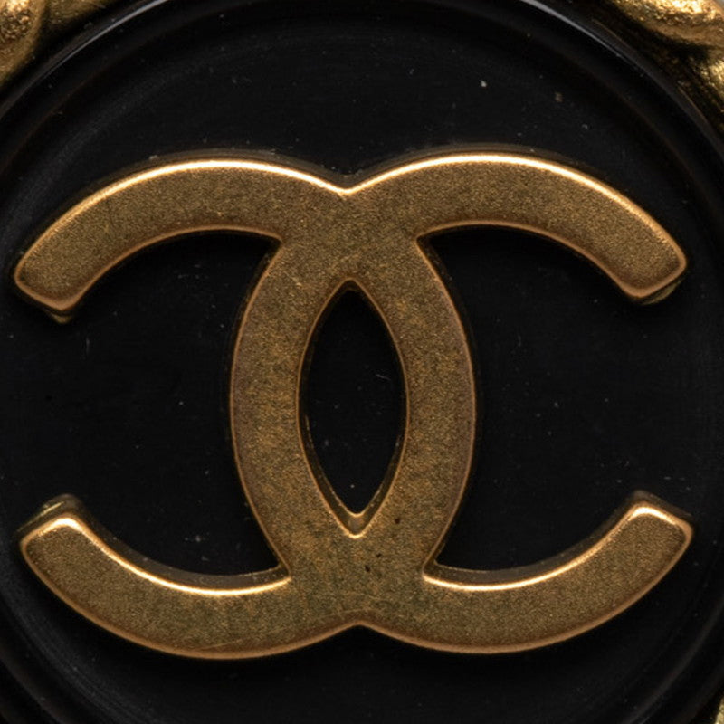 Chanel Vintage Cocomark Wind Cars Earrings Gold Black Mack   Chanel