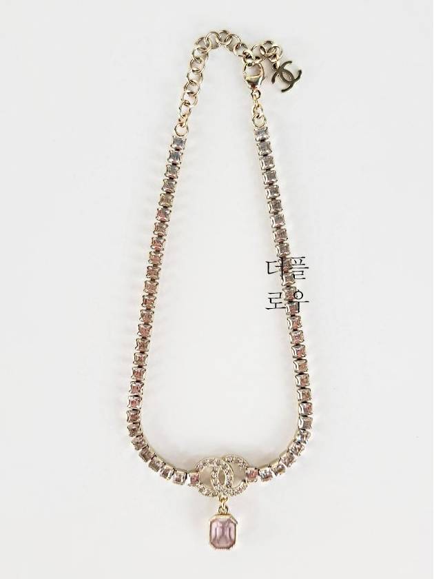 Logo Crystal Choker Necklace Gold Chanel