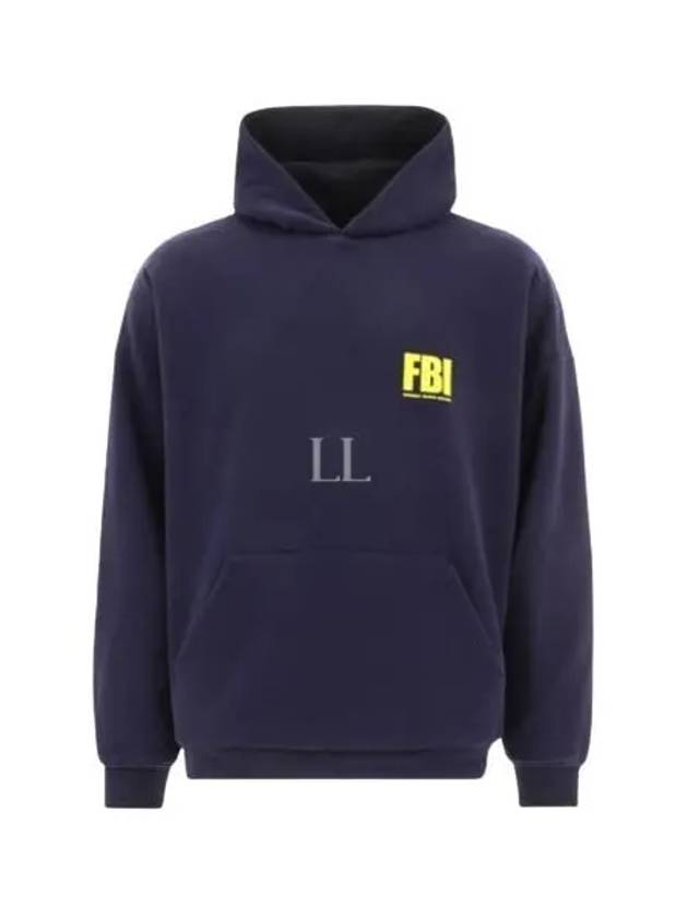 Luxury Balenciaga  FBI Logo Reversible Hoodie Navy