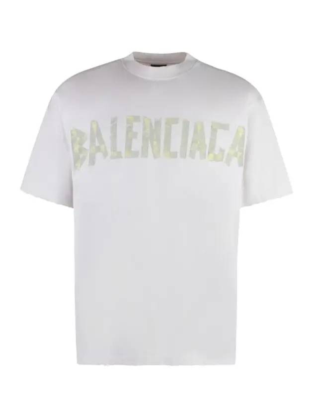 Luxury Balenciaga  Tape Type Logo Medium Fit Short Sleeve T-Shirt White