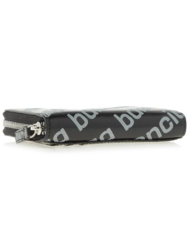 Luxury Balenciaga  All Over Logo Zip Around Half Wallet Black