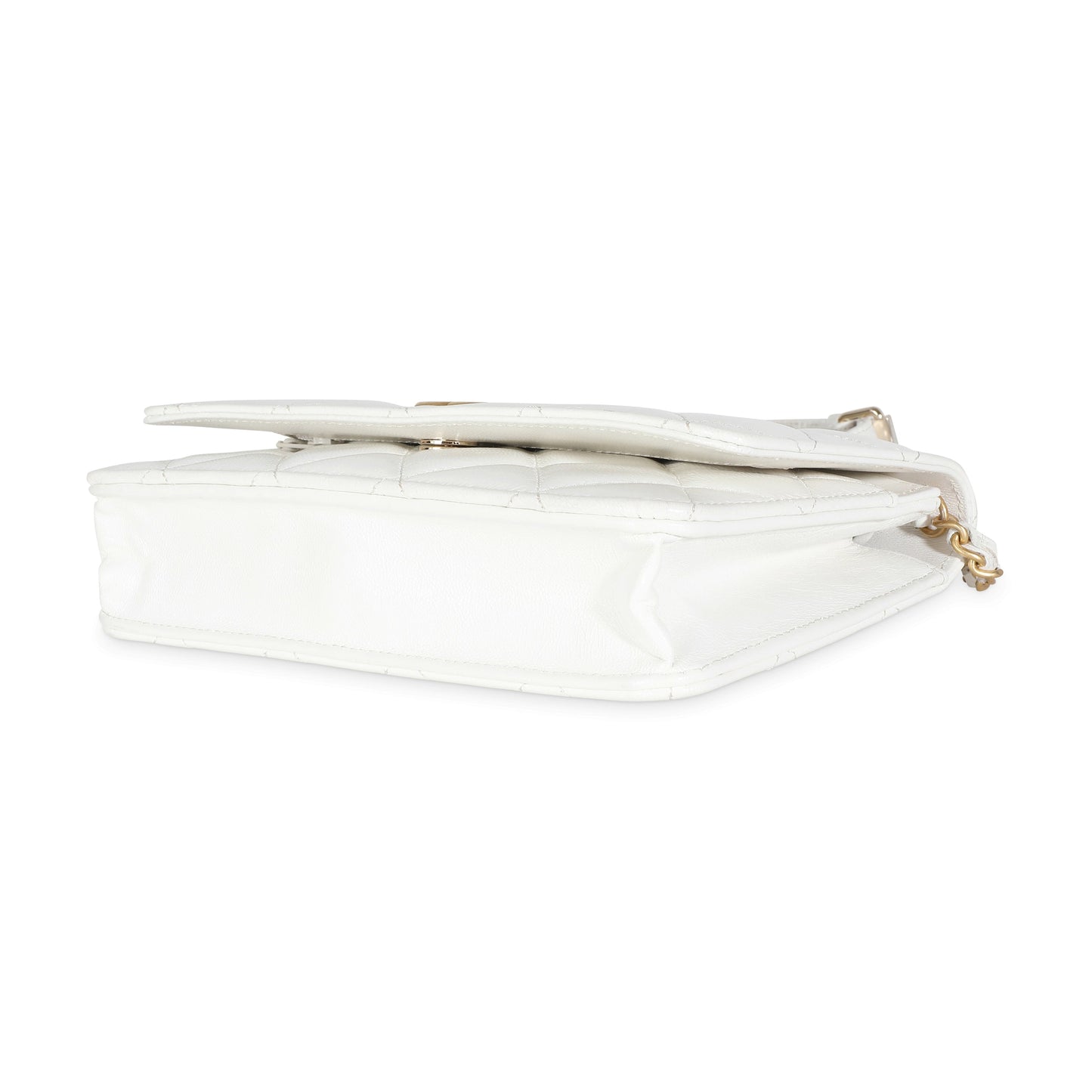 CHANEL White Quilted Goatskin Punk Essentials Wallet On Chain