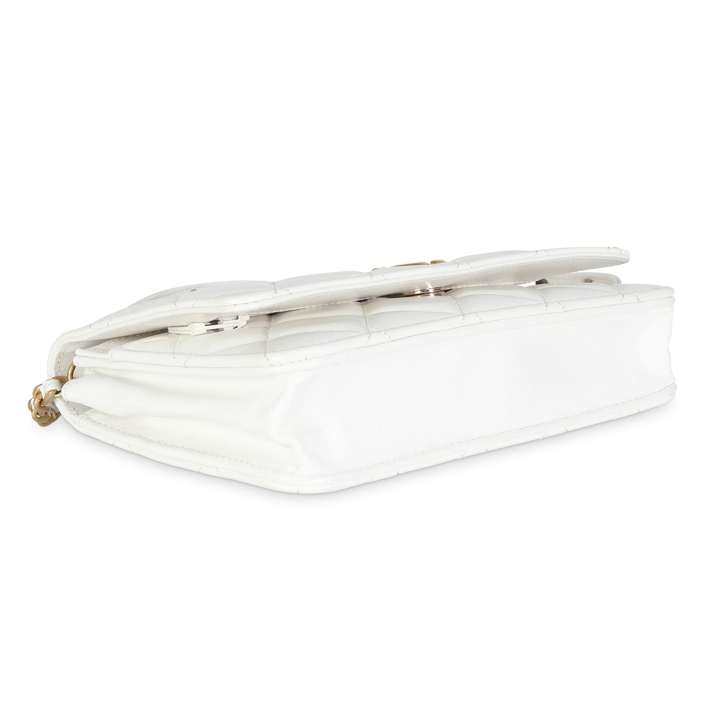 CHANEL White Quilted Goatskin Punk Essentials Wallet On Chain
