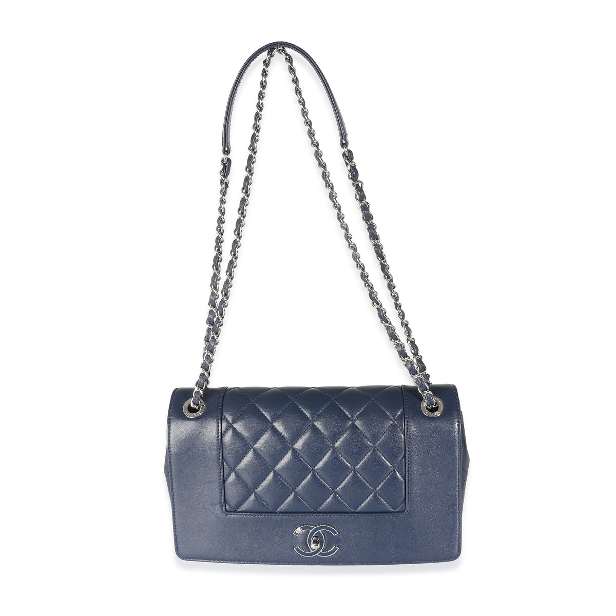 Top Quality Chanel Navy Quilted Sheepskin Large Vintage Mademoiselle New Bag