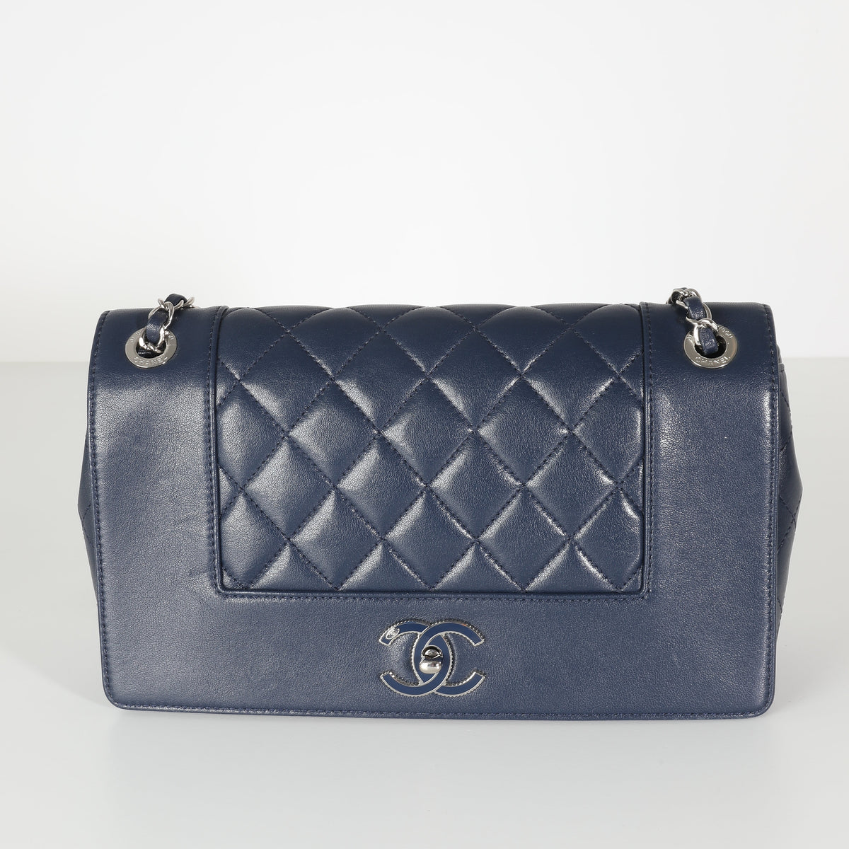 Top Quality Chanel Navy Quilted Sheepskin Large Vintage Mademoiselle New Bag