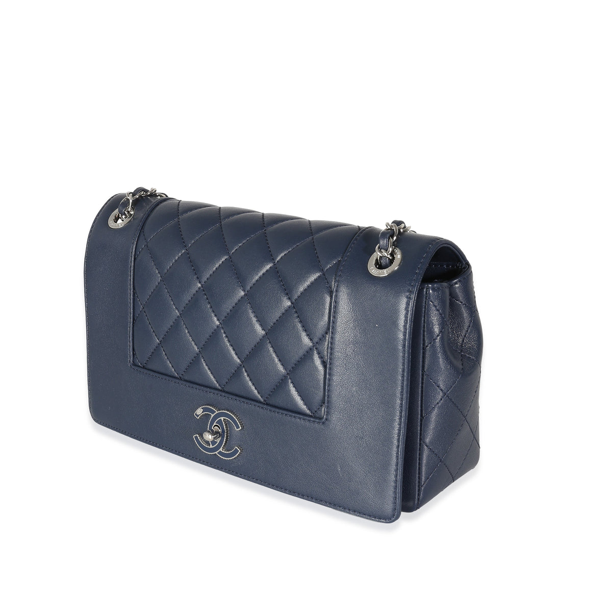 CHANEL Navy Quilted Sheepskin Large Vintage Mademoiselle Flap Bag