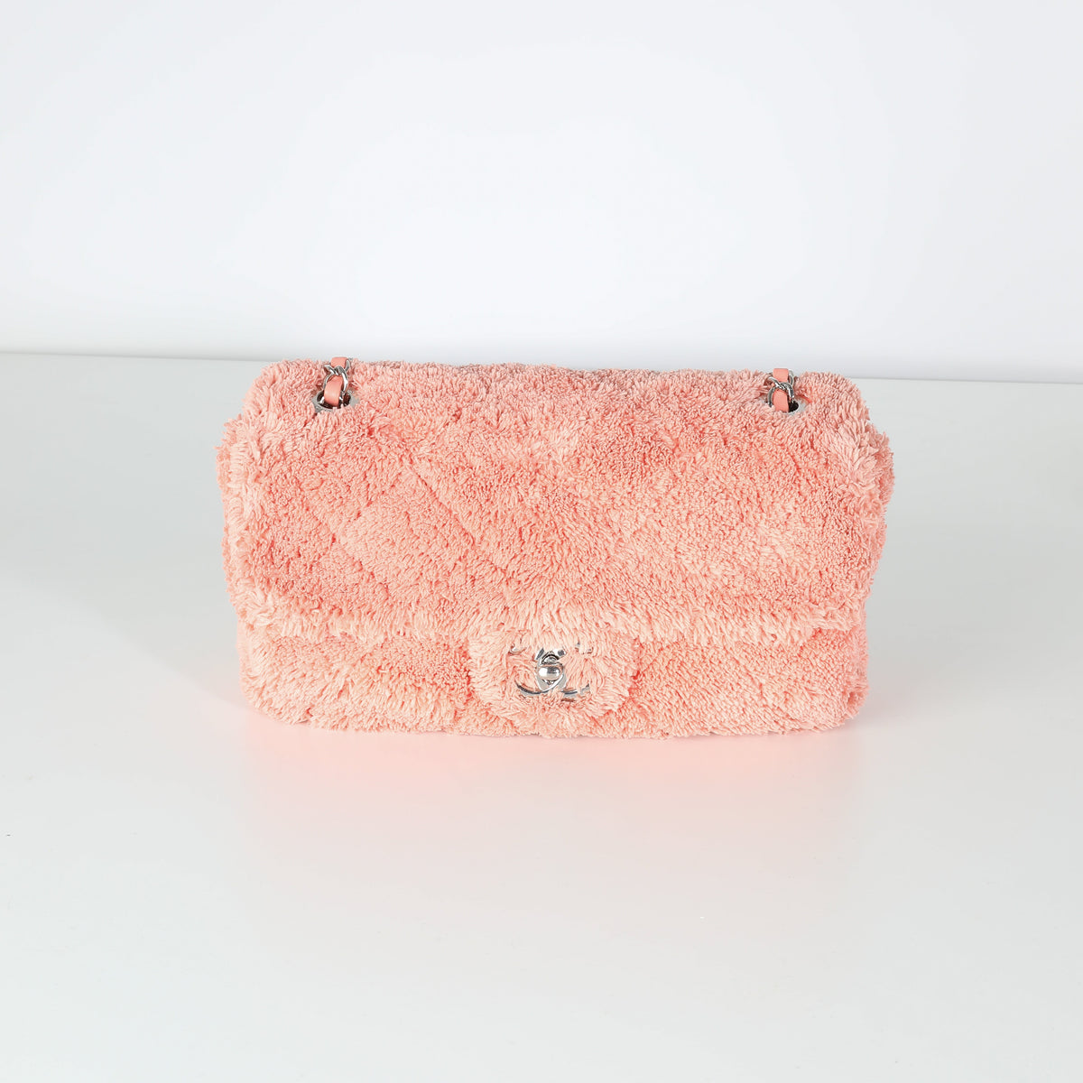 CHANEL Pink Quilted Terry Cloth Coco Beach Flap Bag