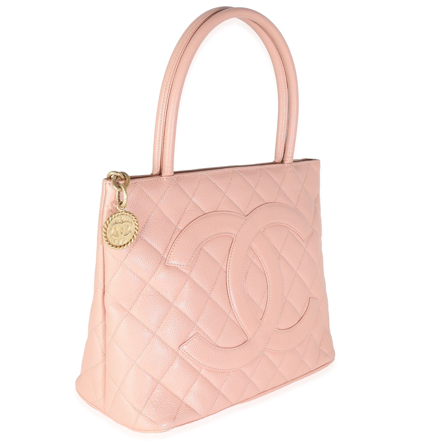 CHANEL Pink Quilted Caviar Medallion Tote