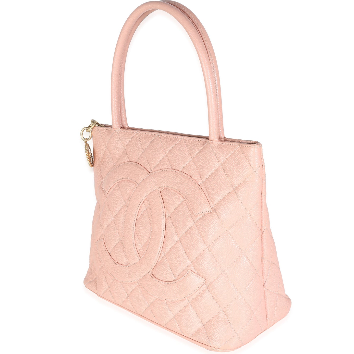 CHANEL Pink Quilted Caviar Medallion Tote