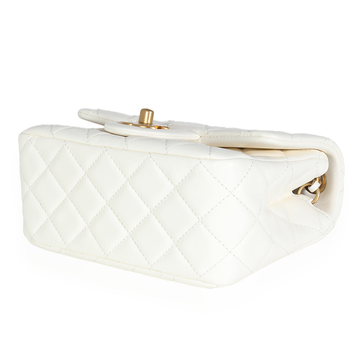 CHANEL White Quilted Lambskin Pearl Crush Mini Flap Bag