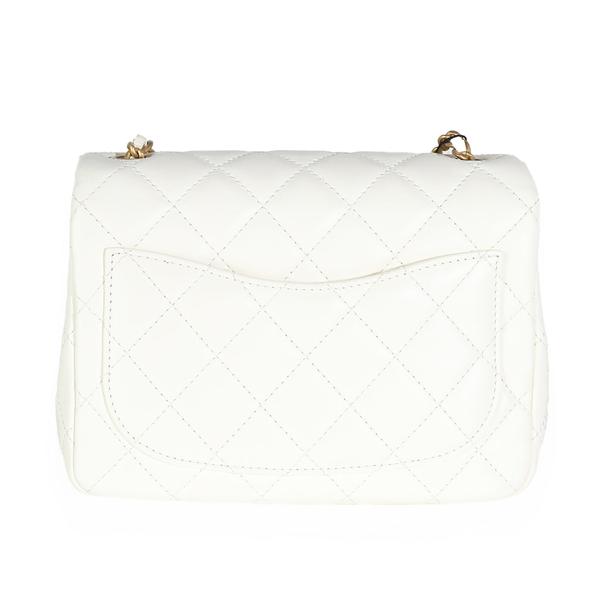 CHANEL White Quilted Lambskin Pearl Crush Mini Flap Bag