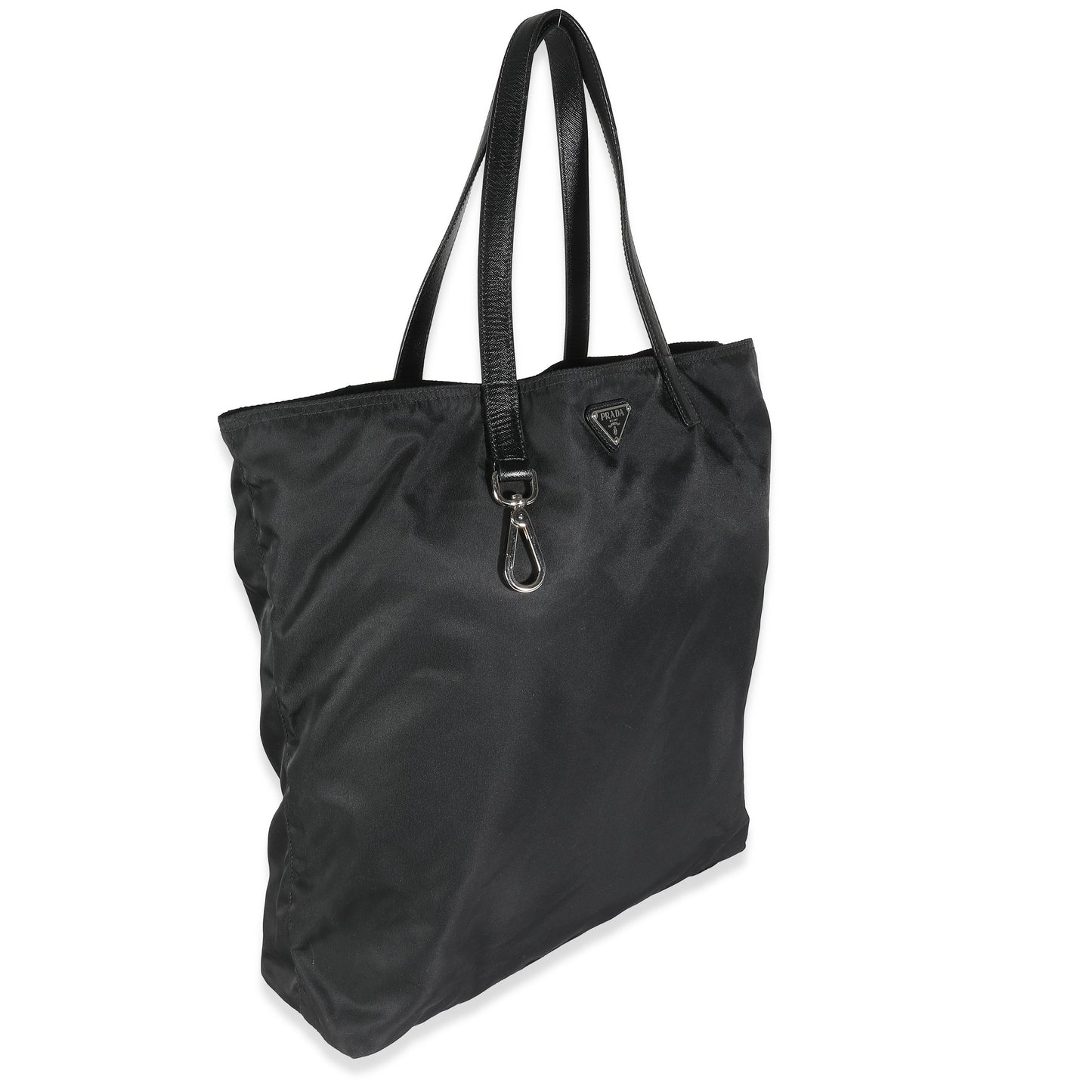 PRADA Black Nylon Logo Shopper Tote