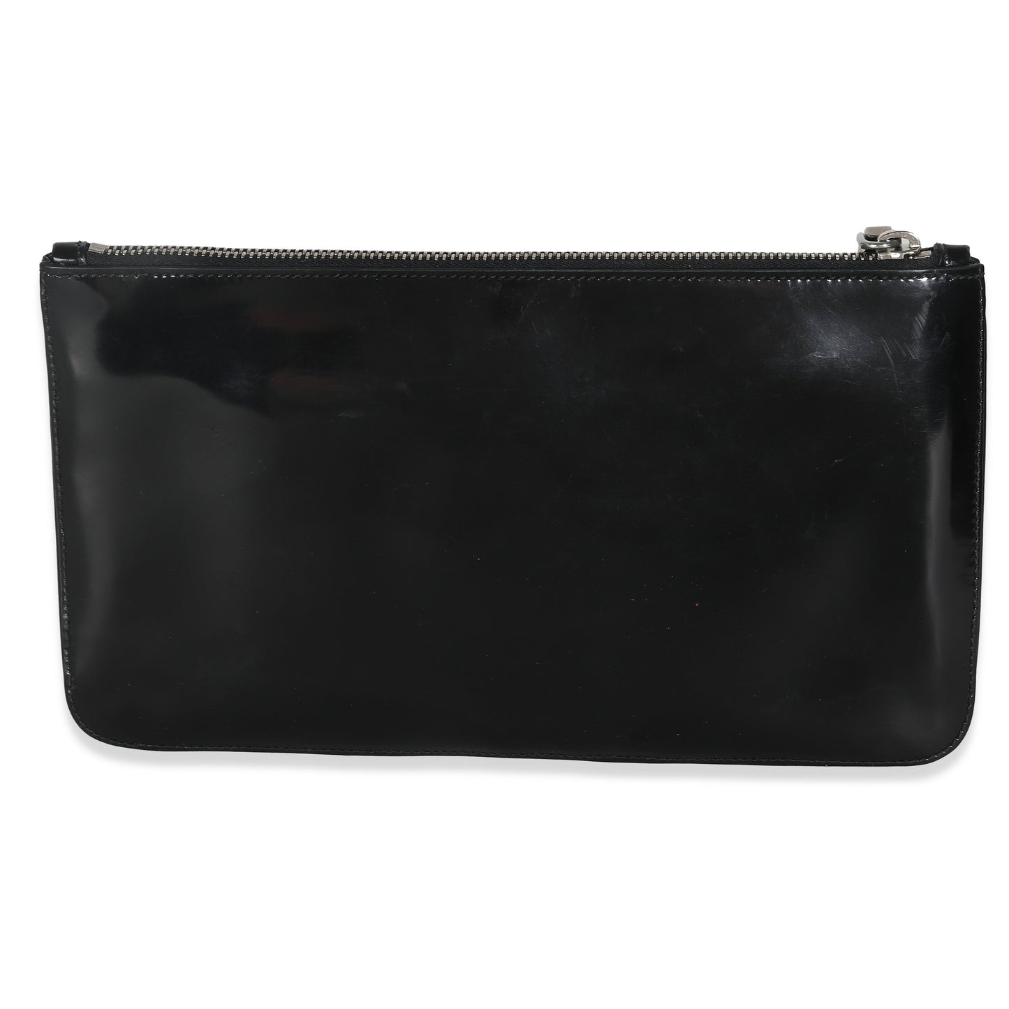 PRADA Black Spazzolato Flower Zip Pouch