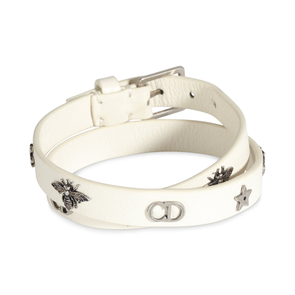 DIOR Double Wrap Leather Charm Bracelet