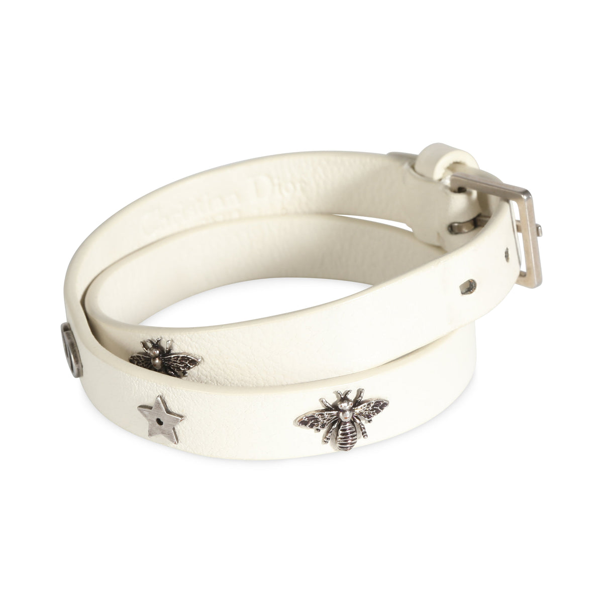 DIOR Double Wrap Leather Charm Bracelet