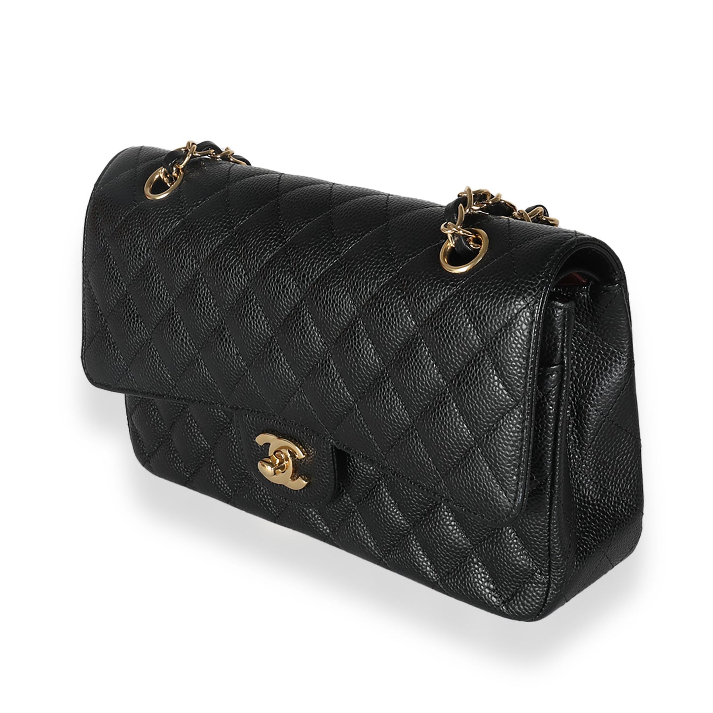 CHANEL Black Quilted Caviar Medium Classic Double Flap Bag