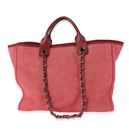 CHANEL Red Canvas Medium Deauville Tote