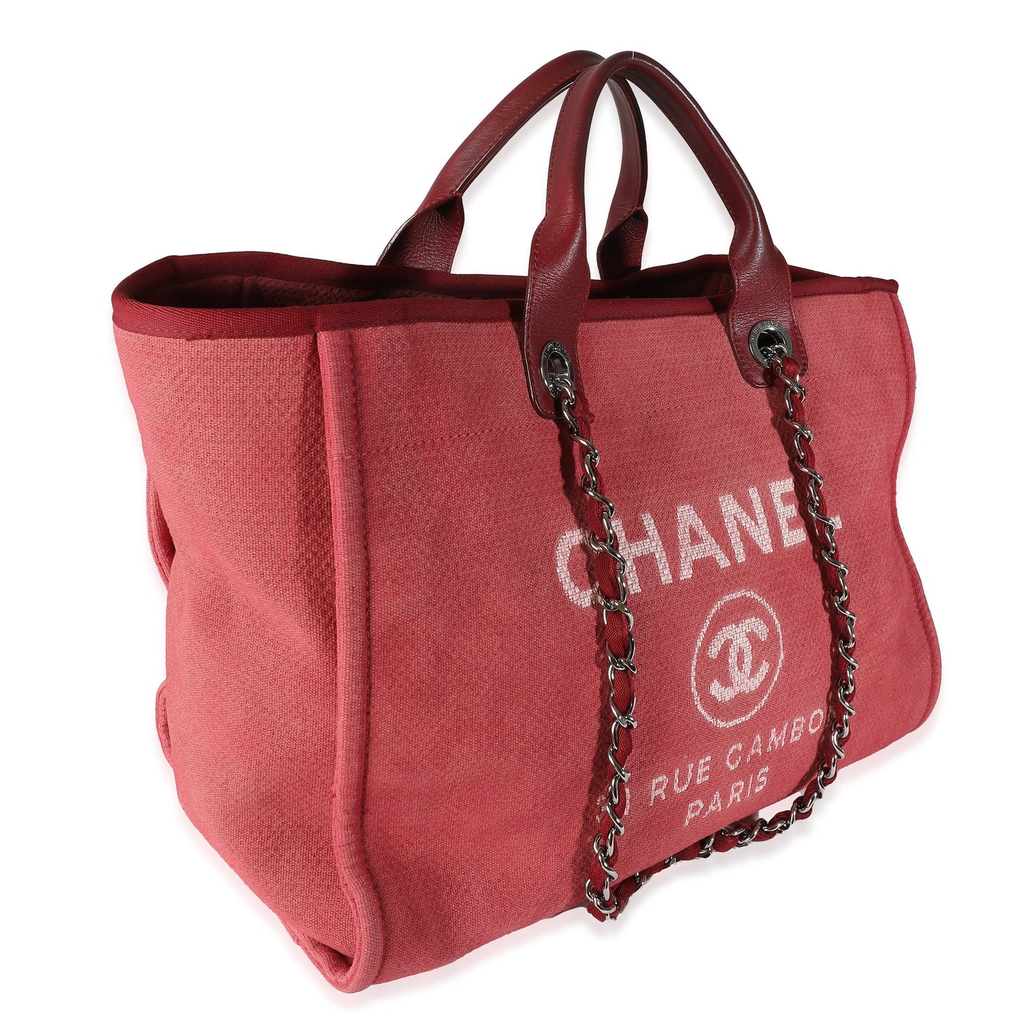 CHANEL Red Canvas Medium Deauville Tote