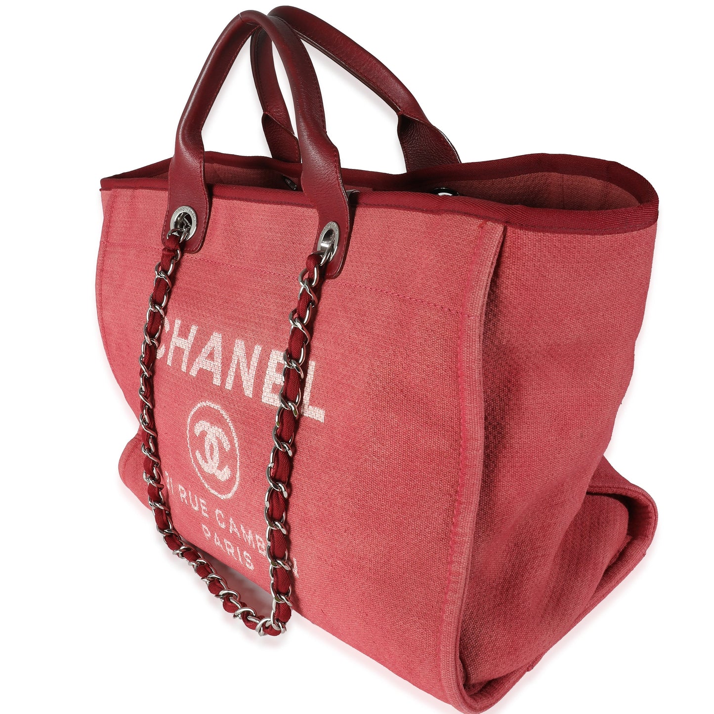 CHANEL Red Canvas Medium Deauville Tote
