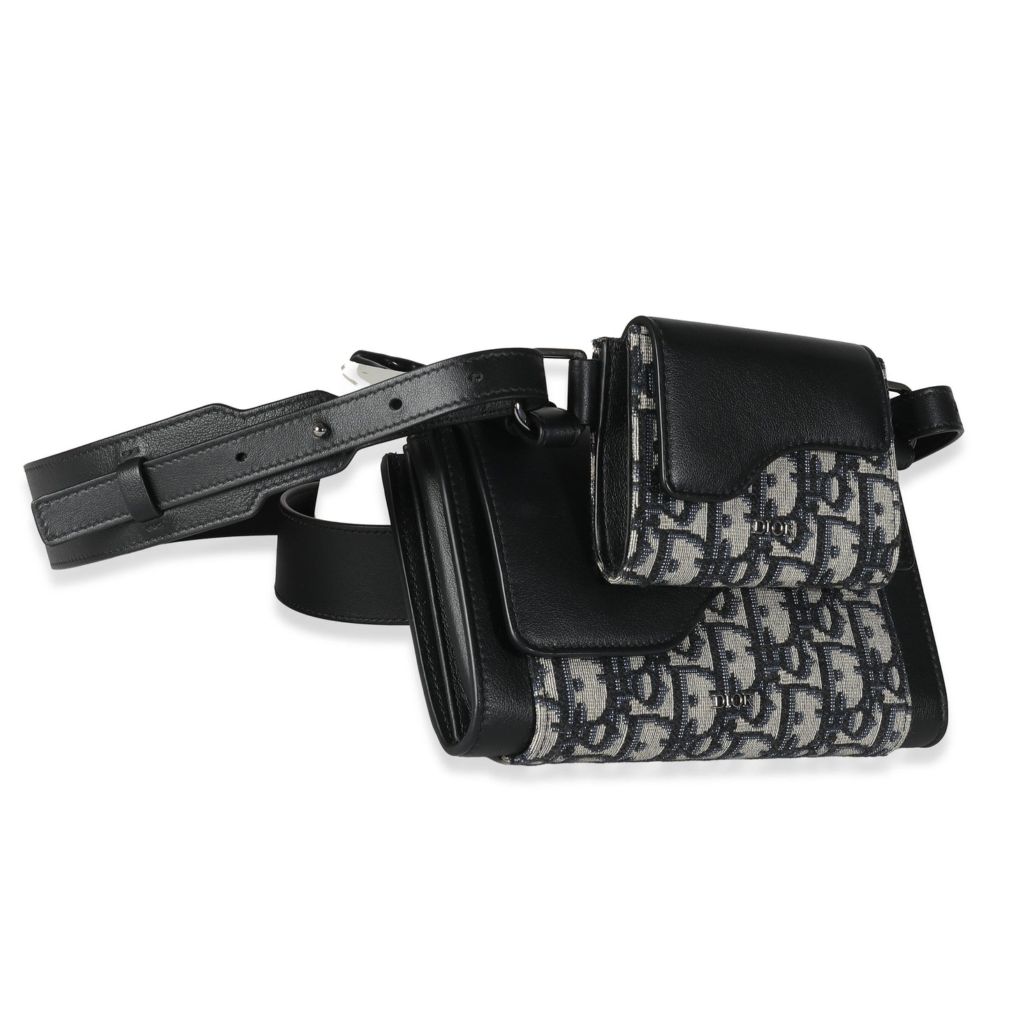 CHRISTIAN DIOR Beige Black Oblique Canvas Elite Shoulder Pouch