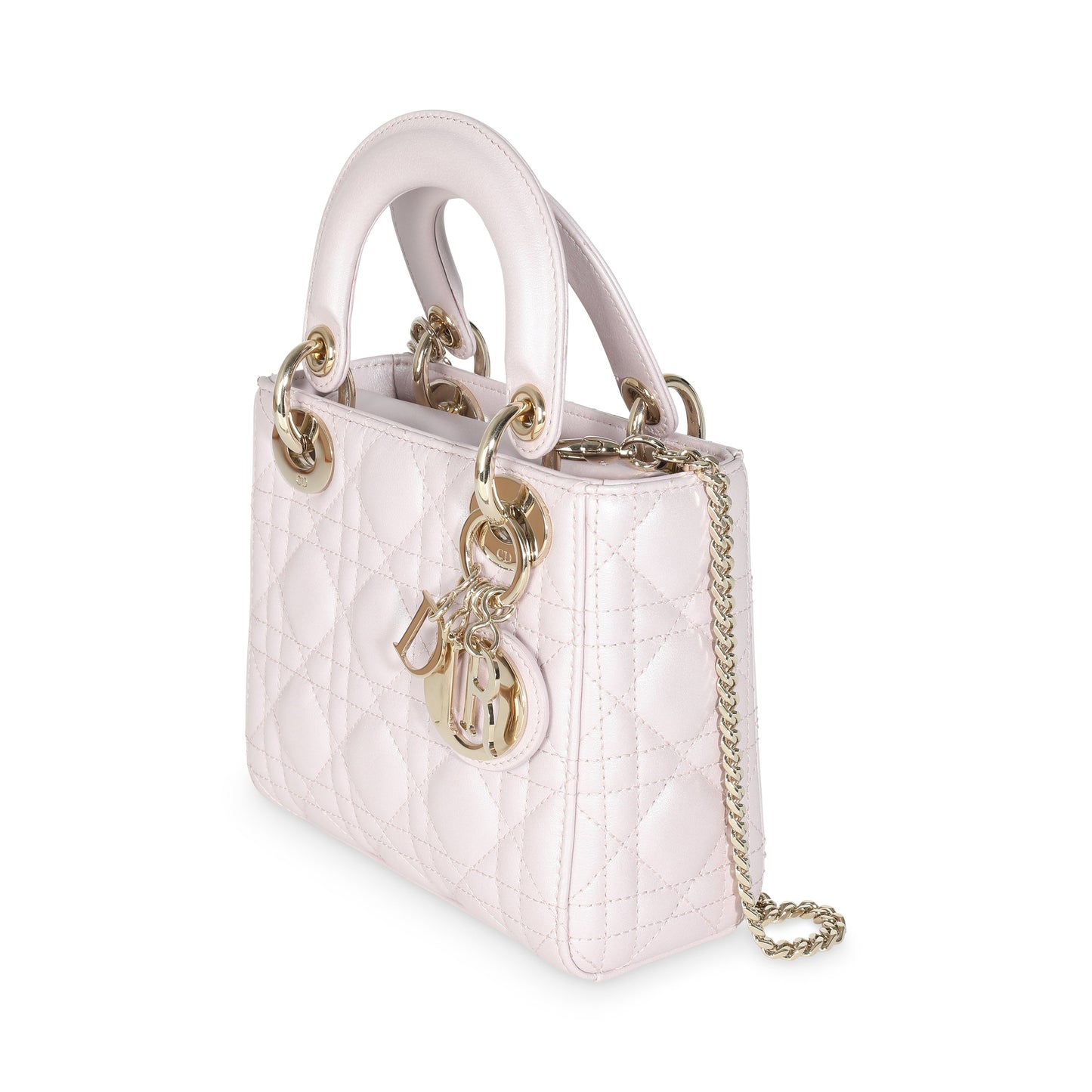 CHRISTIAN DIOR Lotus Pearlescent Cannage Lambskin Mini Lady Dior