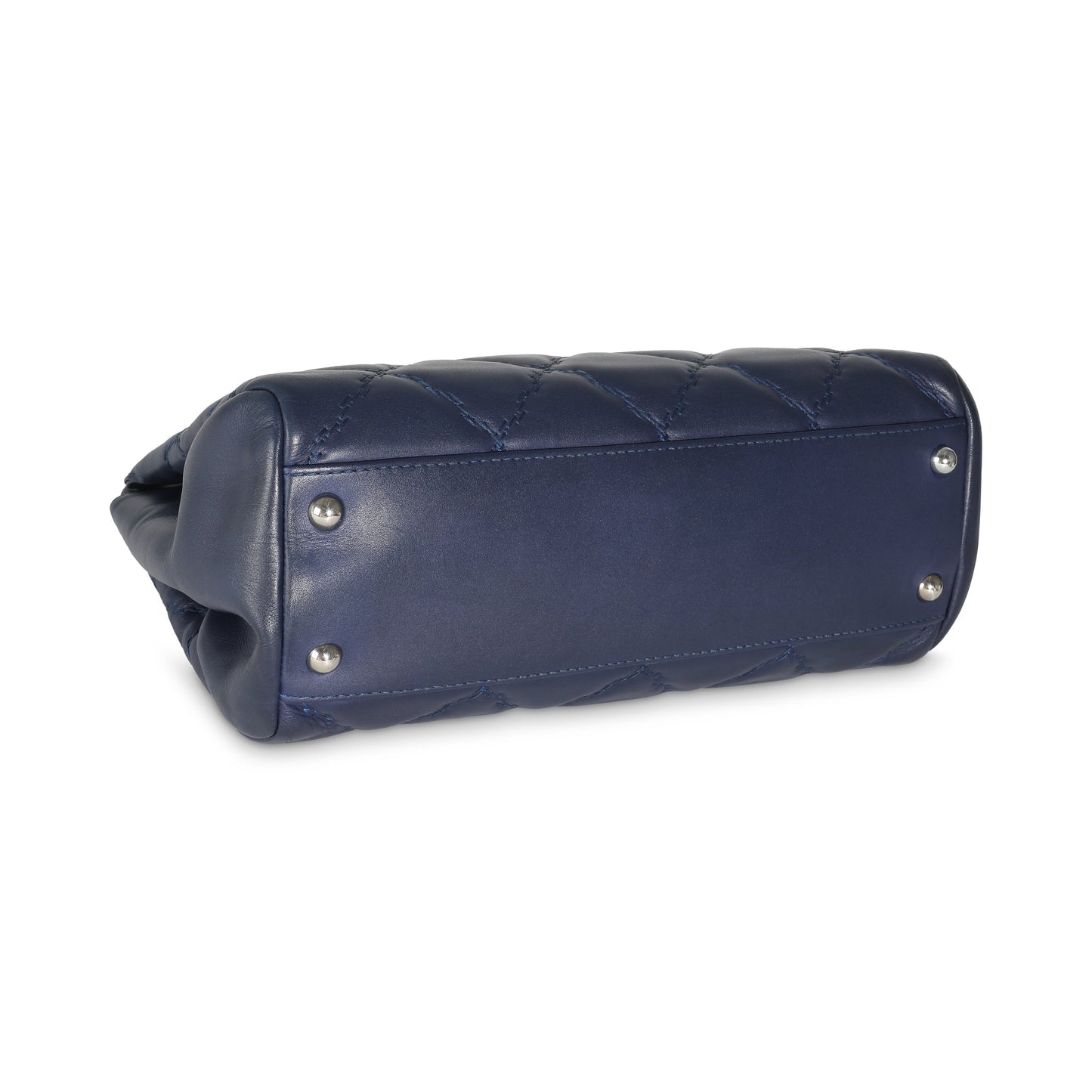 CHANEL Navy Calfskin Double Stitch Small Hamptons Tote