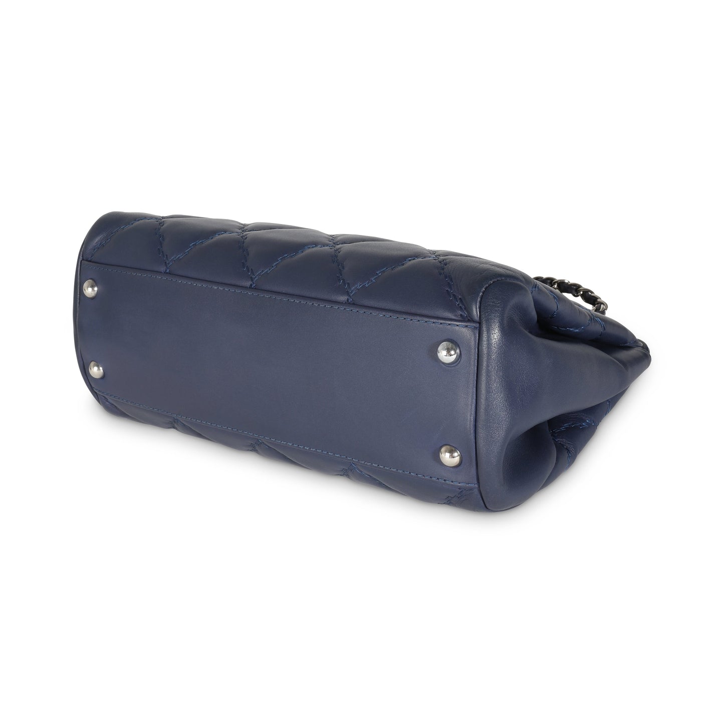Top Quality Chanel Navy Calfskin Double Stitch Small Hamptons Tote
