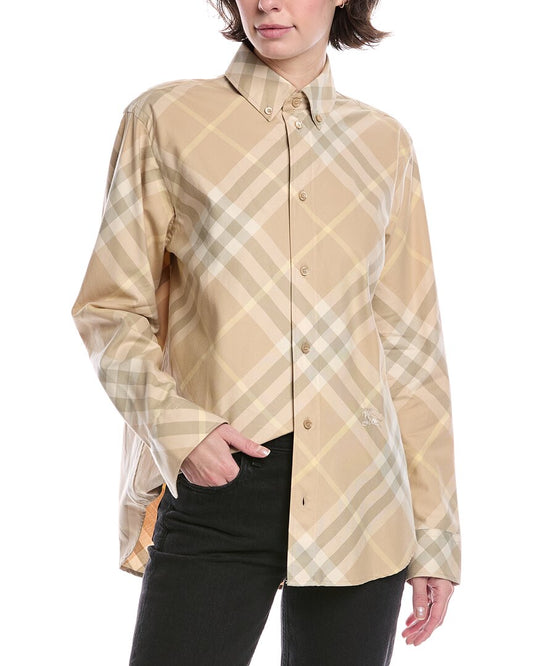 Burberry Relaxed Fit Check Shirt 6 Beige