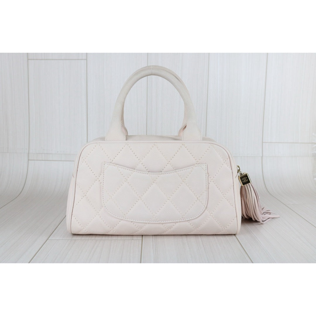 Good ( Rank AB)｜ CHANEL  Caviar Skin Leather Calf Leather Bowling Bag Hand Bag Pink Made In 2004～2005 Year｜B25030111