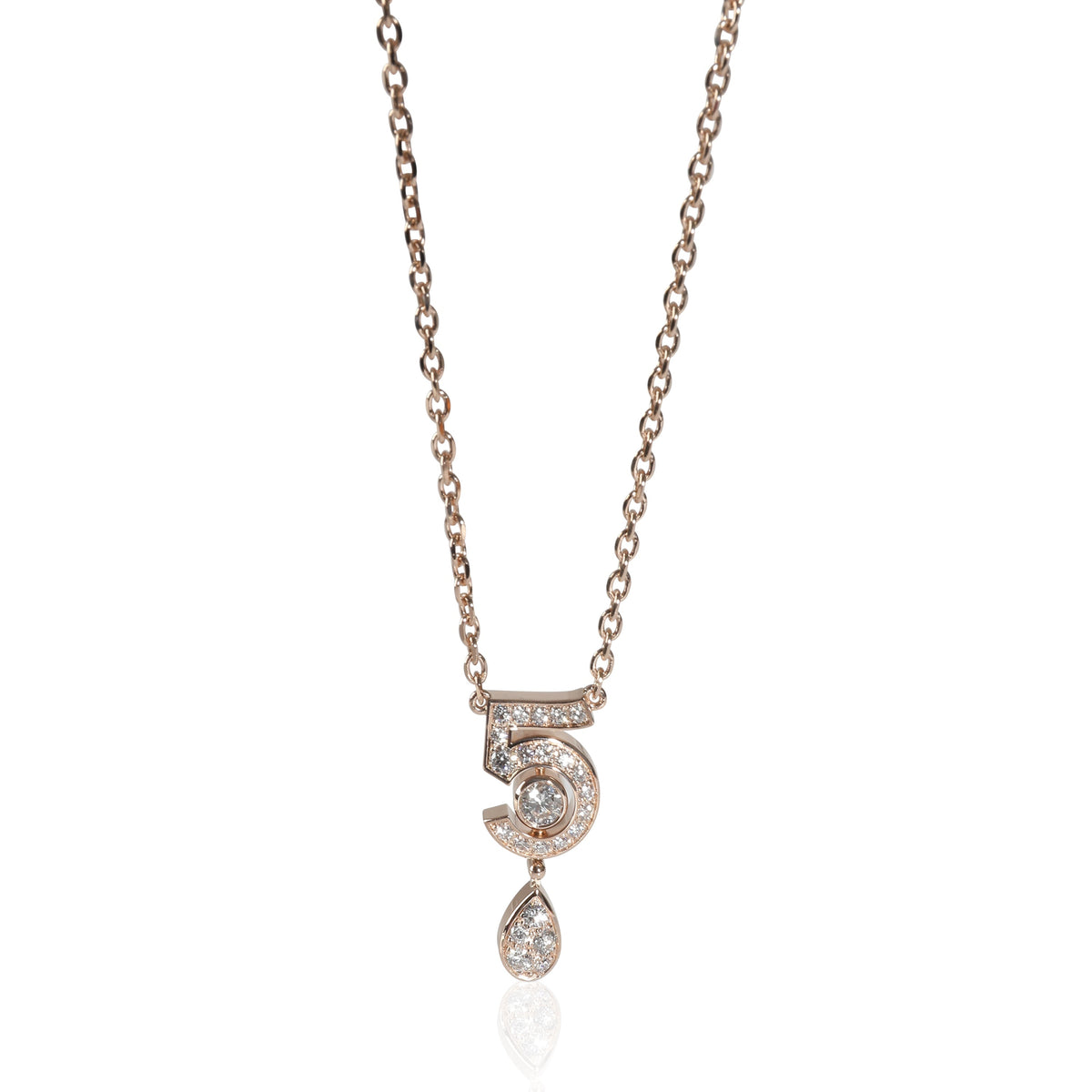 Top Quality Chanel No. 5 Eternal Necklace in 18k Rose Gold 0.36 CTW