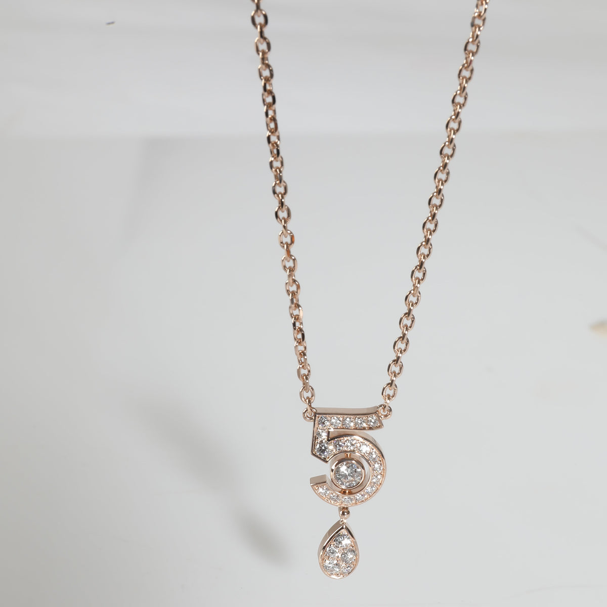 Top Quality Chanel No. 5 Eternal Necklace in 18k Rose Gold 0.36 CTW