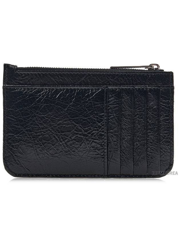 Luxury Balenciaga  BB Logo Zipper Card Wallet Black