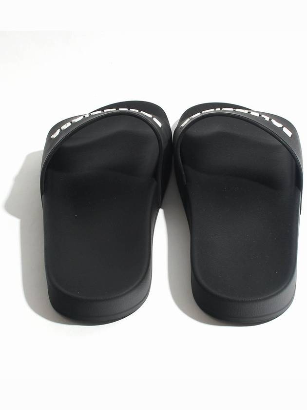 Luxury Balenciaga  Men's Logo Full Slippers Black