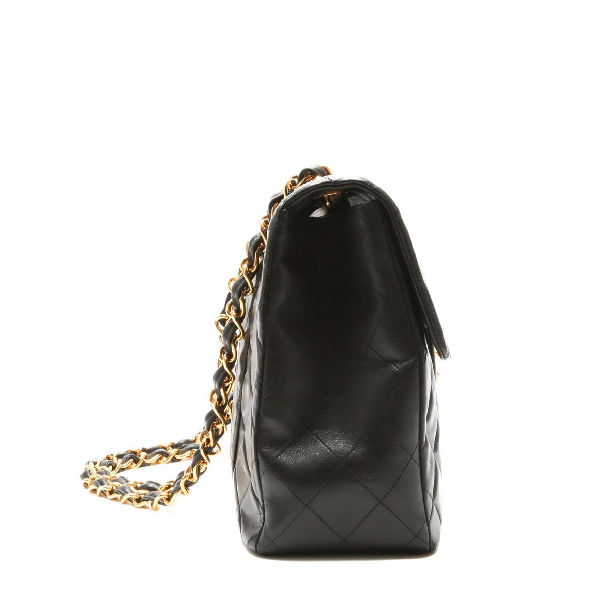 Chanel Vintage Classic Jumbo XL Single Flap - Black Lambskin w/Gold