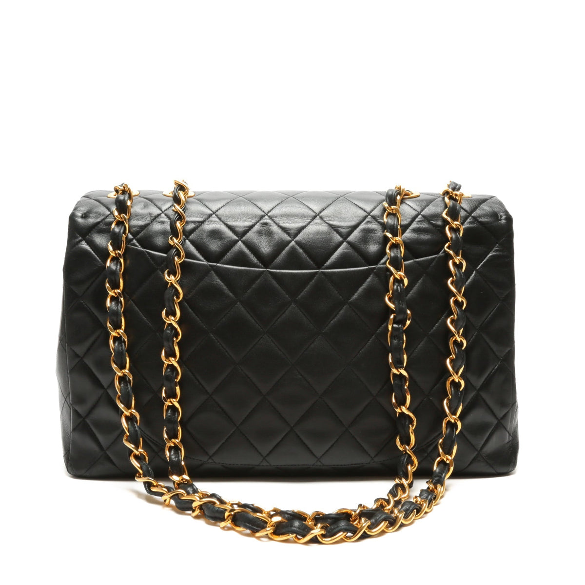 Chanel Vintage Classic Jumbo XL Single Flap - Black Lambskin w/Gold