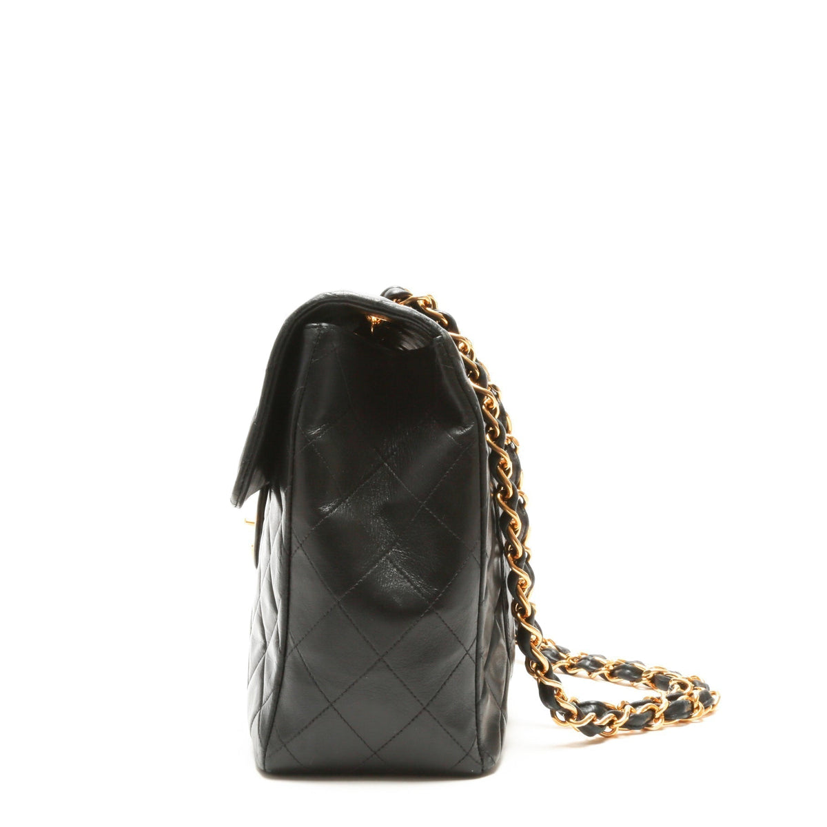 Chanel Vintage Classic Jumbo XL Single Flap - Black Lambskin w/Gold