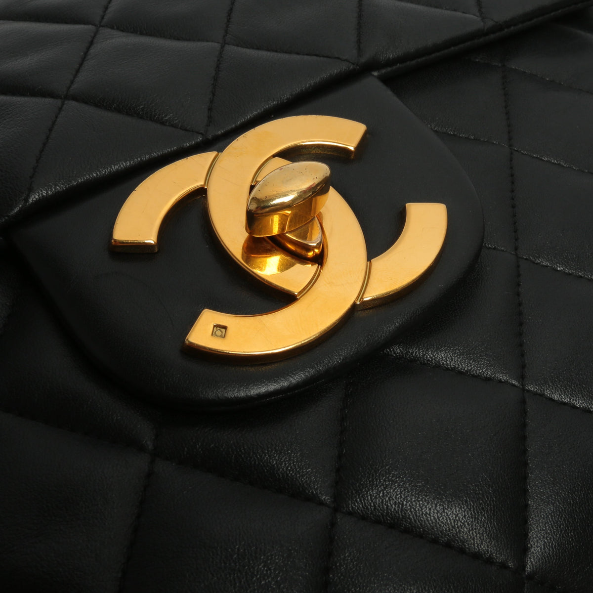 Chanel Vintage Classic Jumbo XL Single Flap - Black Lambskin w/Gold