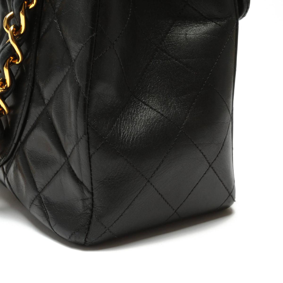 Chanel Vintage Classic Jumbo XL Single Flap - Black Lambskin w/Gold