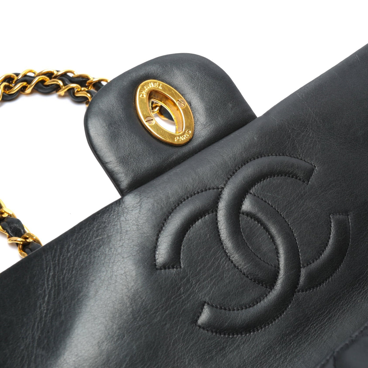 Chanel Vintage Classic Jumbo XL Single Flap - Black Lambskin w/Gold