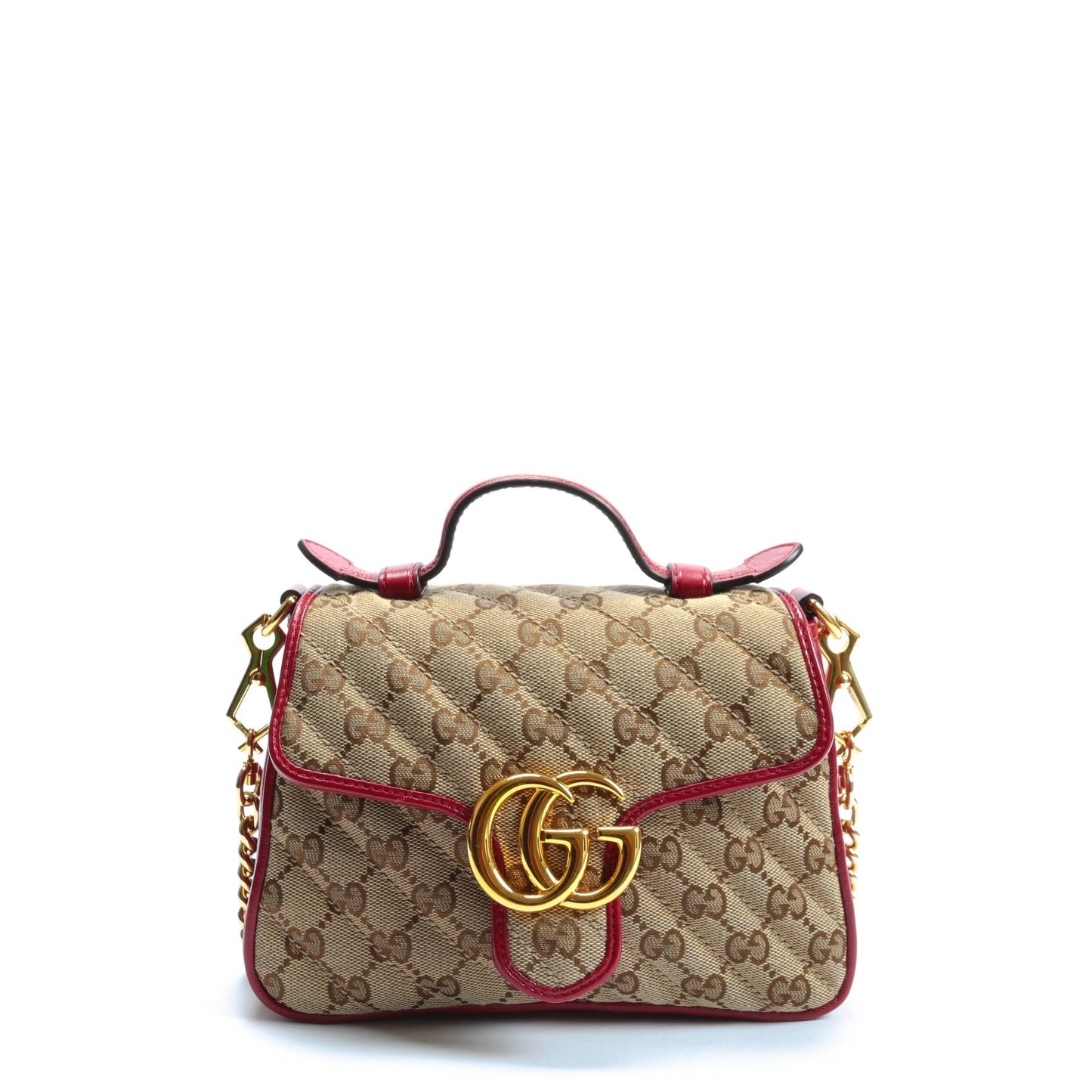 GUCCI GG Marmont Mini Tote - Canvas w/Red Trim