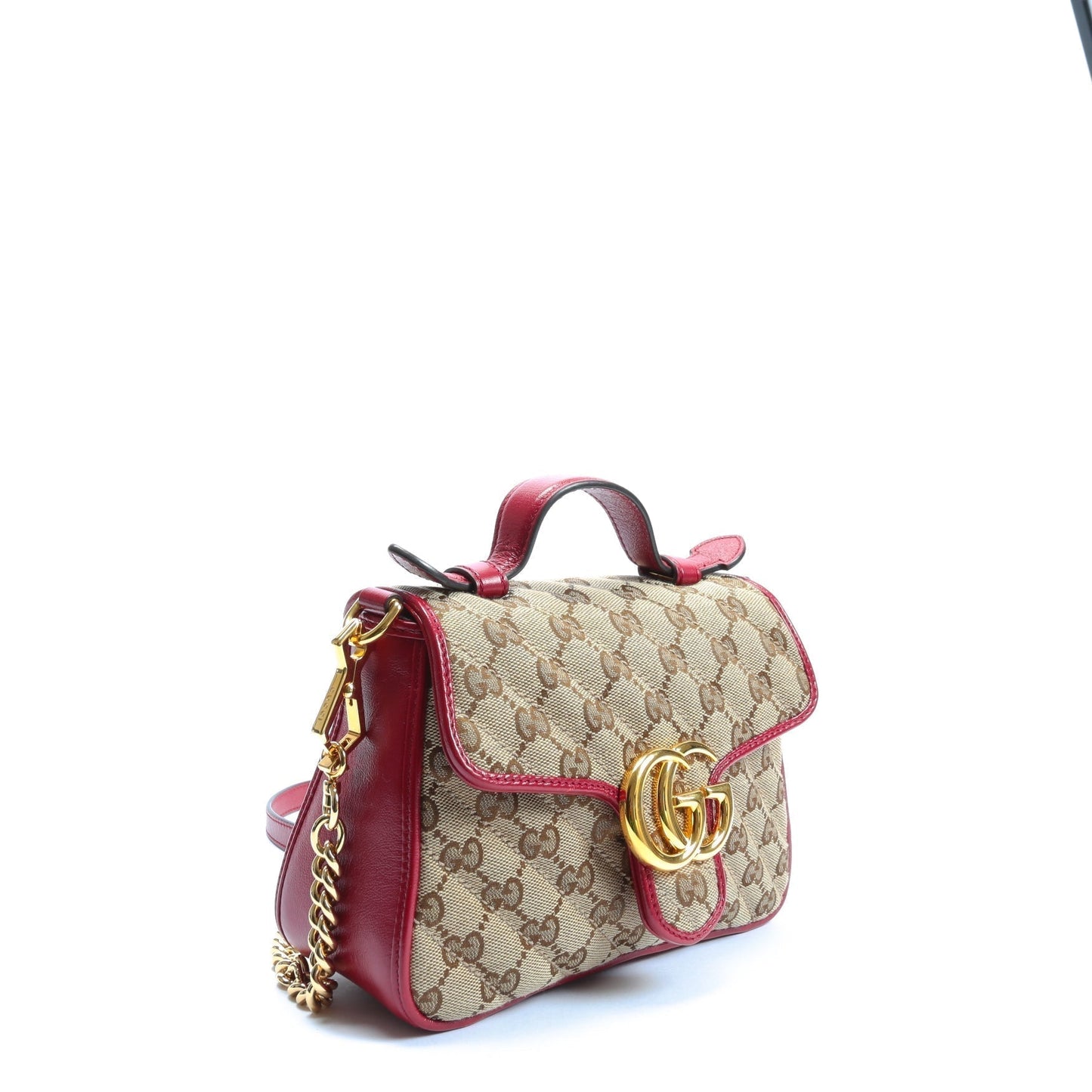 GUCCI GG Marmont Mini Tote - Canvas w/Red Trim