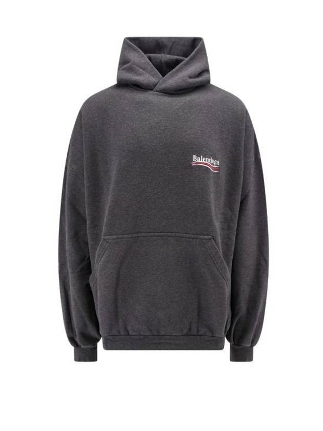 Luxury Balenciaga  Embroidered Logo Cotton Hoodie Grey