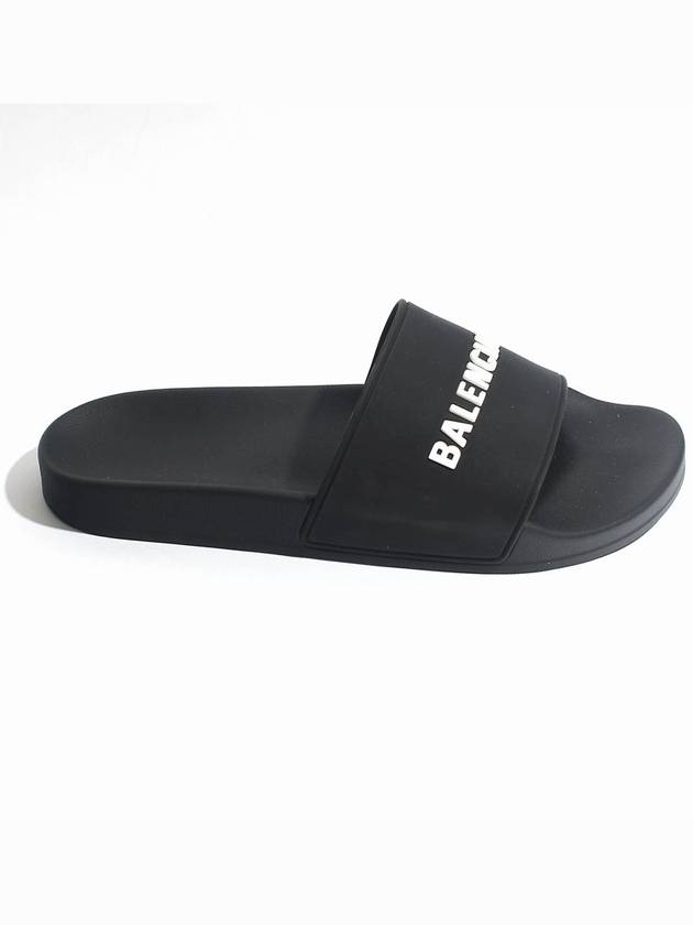 Luxury Balenciaga  Men's Logo Full Slippers Black