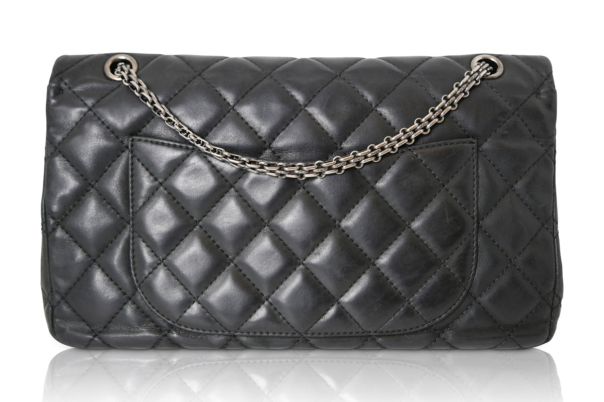 Reissue 2.55 Black Quilted Double Flap Bag