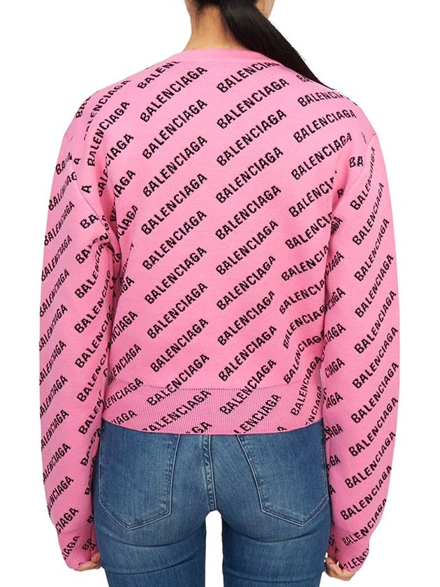 Luxury Balenciaga  Mini All-Over Logo Knit Top Pink